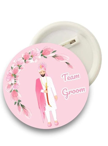 Team Groom Pink Weeding Brooch