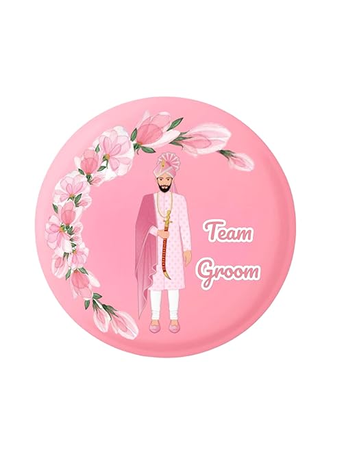 Team Groom Pink Weeding Brooch