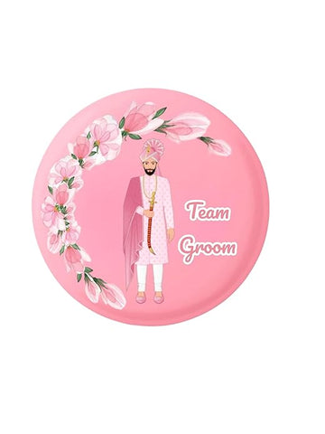 Team Groom Pink Weeding Brooch
