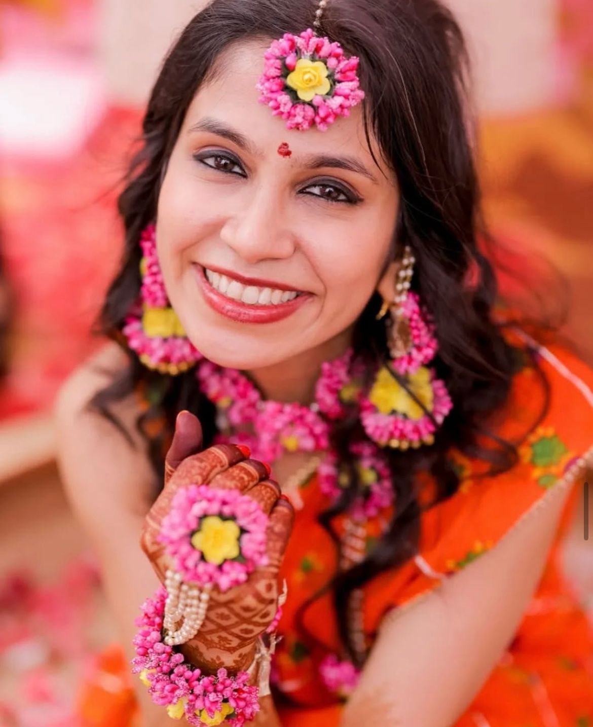 Pink & Yellow Floral Necklace Set
