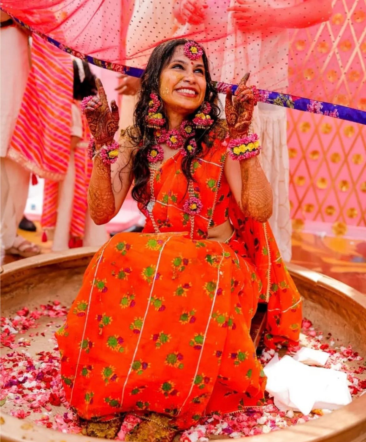 Pink & Yellow Floral Necklace Set