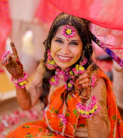 Pink & Yellow Floral Necklace Set