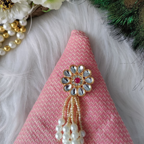 Kundan Flower Brooch